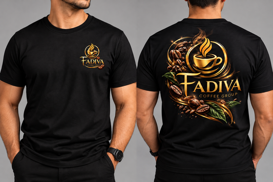 Camiseta Negra p/ Hombre, cuello redondo, Diseño 1 FADIVA